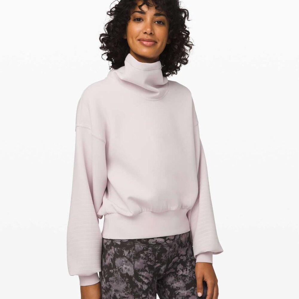 Lululemon Full Flourish Pullover in Light Chrome - Cowl Neck, Size 6-8
